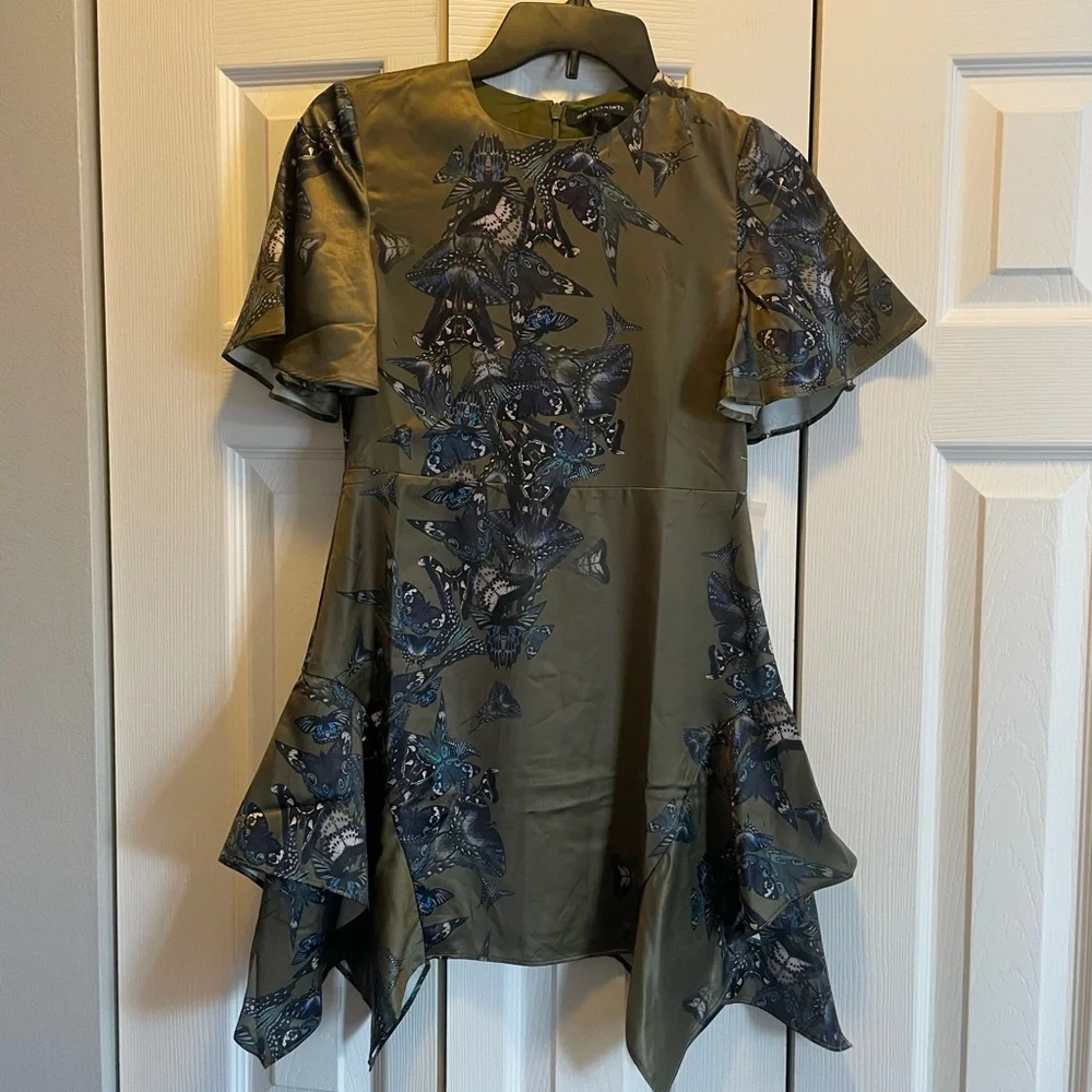 Small Saints olive colored asymmetrical butterfly dress size 9-10yr - Picture 2 of 5